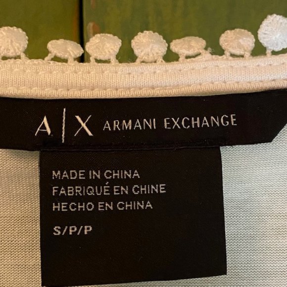 A/X Armani Exchange White Short Sleeve Top with Dot Details - Picture 6 of 9